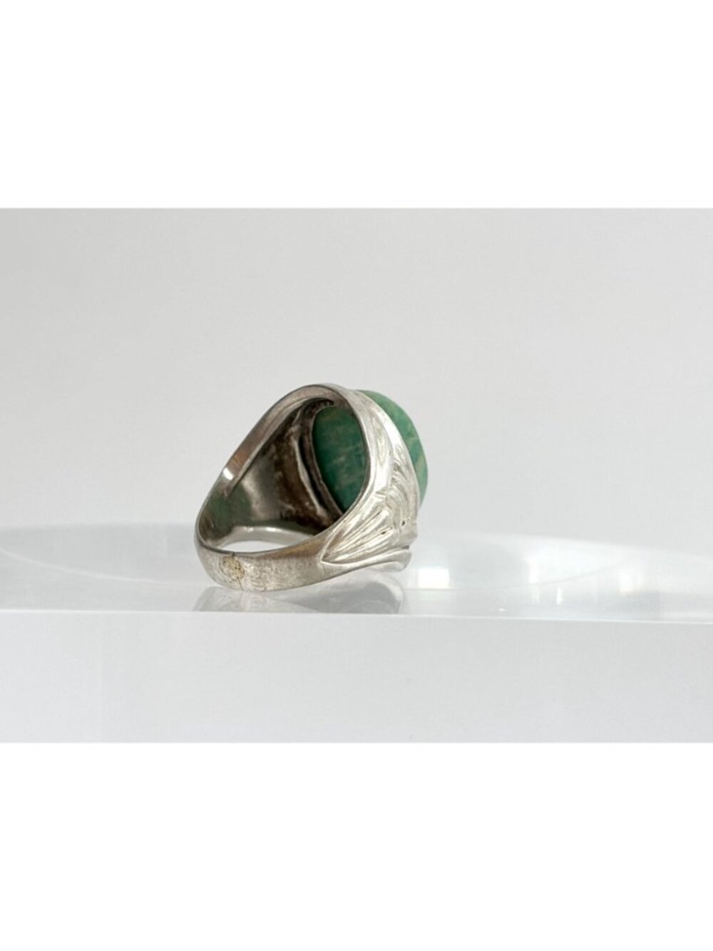 Amazonite Green Gemstone Solitaire Sterling Silver 925 Vintage Ring - sz 6.75 - Picture 5 of 16